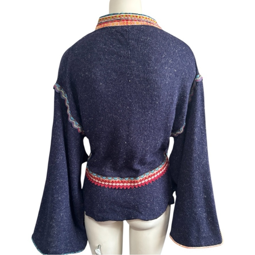 Anthropologie Moth Corn Wind Navy Kimono Cardigan Wrap Sweater women’s medium - Picture 7 of 17